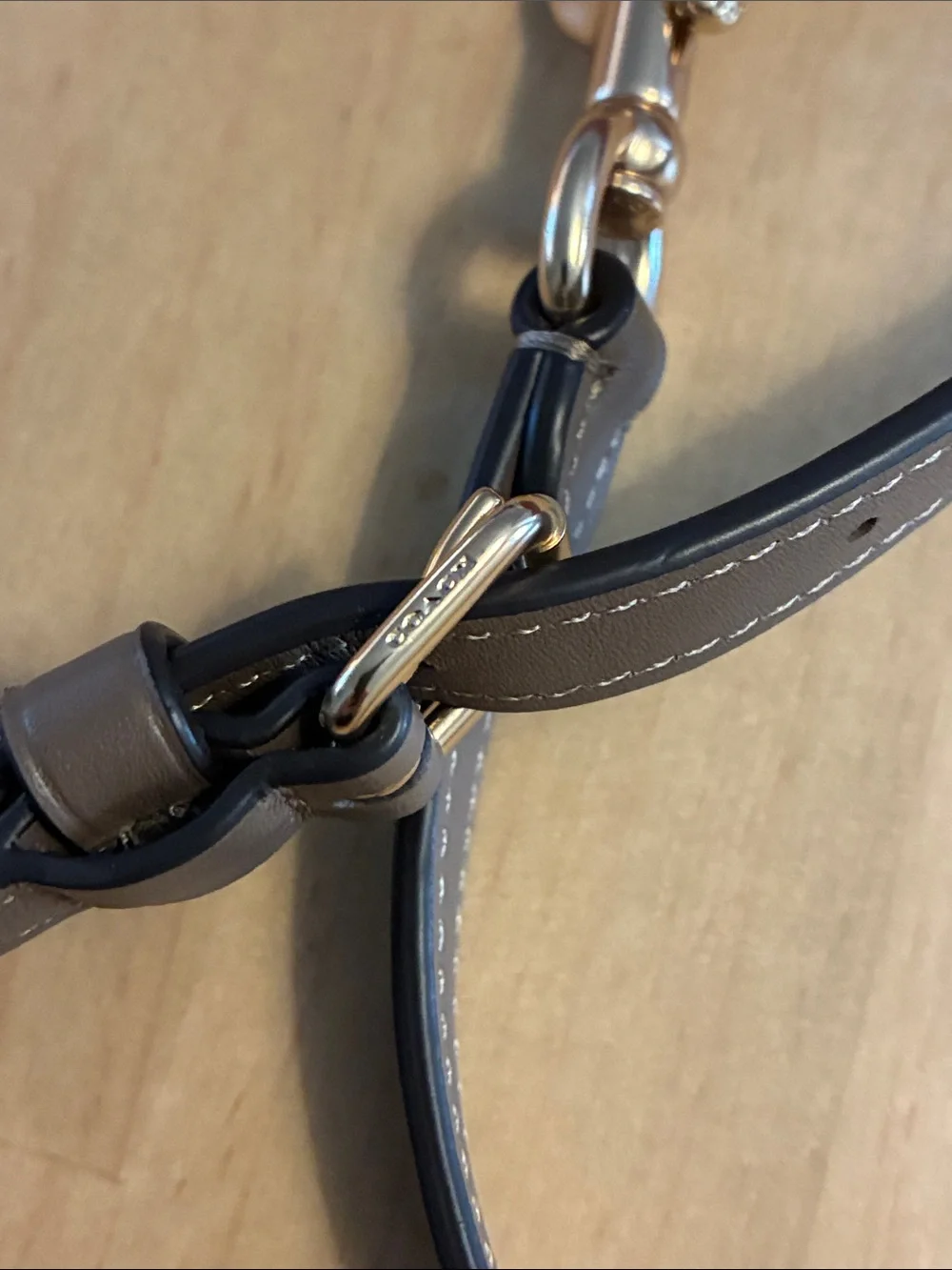 Coach Leather Adjustable Replacement Crossbody Bag Buckle Strap Taupe Gray